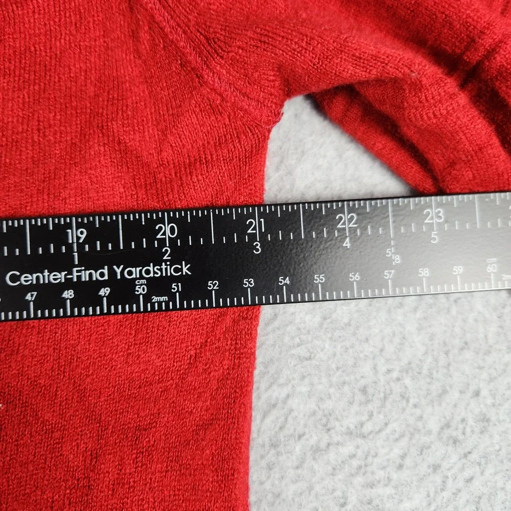 Sweet Romeo Sweater Womens‎ Large Red Tight Knit Crewneck Curved Hem Pullover